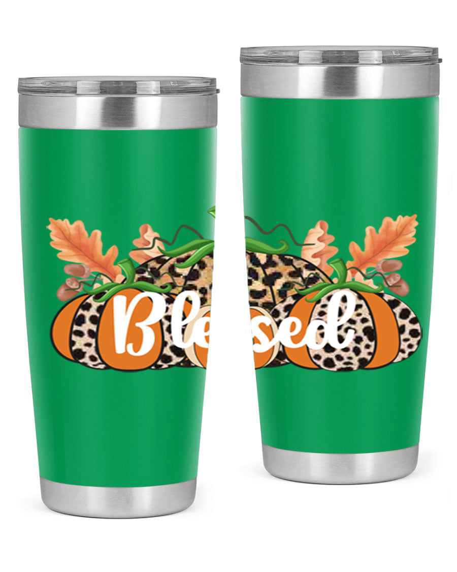 Blessed Fall 51# Tumbler in stainless steel with a stylish design, perfect for hot and cold beverages.