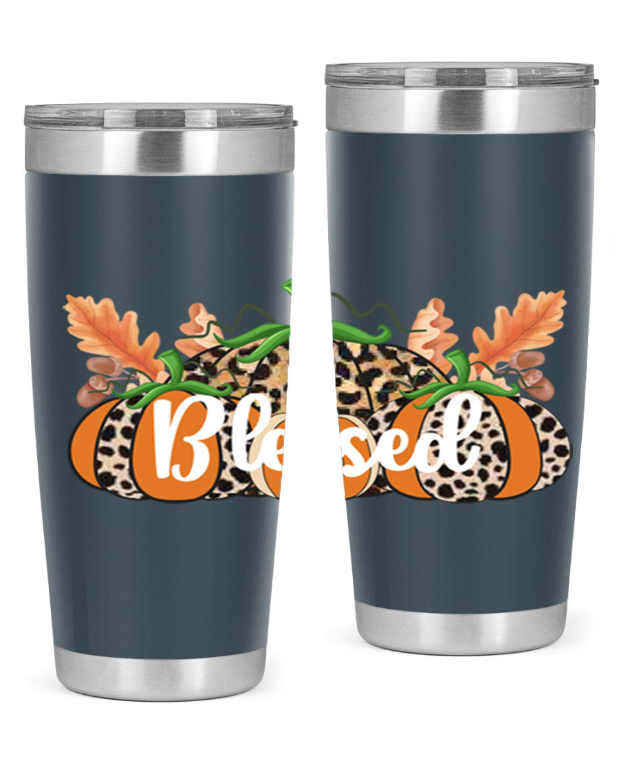 Blessed Fall 51# Tumbler in stainless steel with a stylish design, perfect for hot and cold beverages.