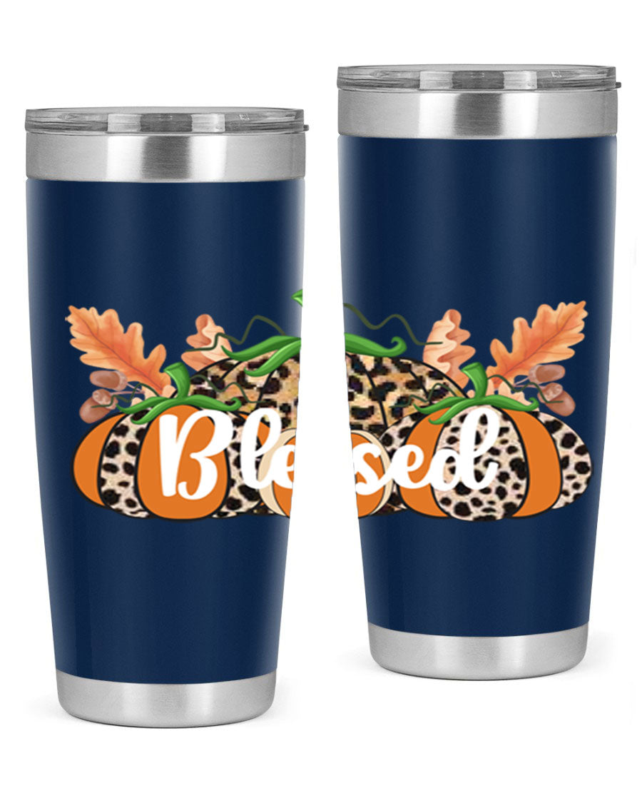 Blessed Fall 51# Tumbler in stainless steel with a stylish design, perfect for hot and cold beverages.