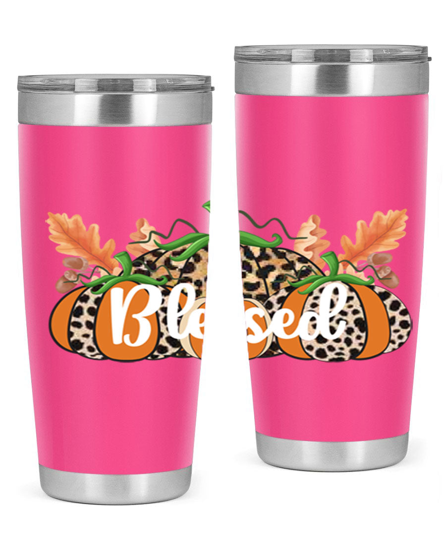 Blessed Fall 51# Tumbler in stainless steel with a stylish design, perfect for hot and cold beverages.