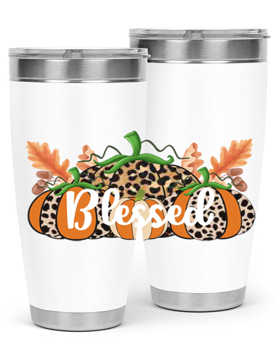 Blessed Fall 51# Tumbler in stainless steel with a stylish design, perfect for hot and cold beverages.