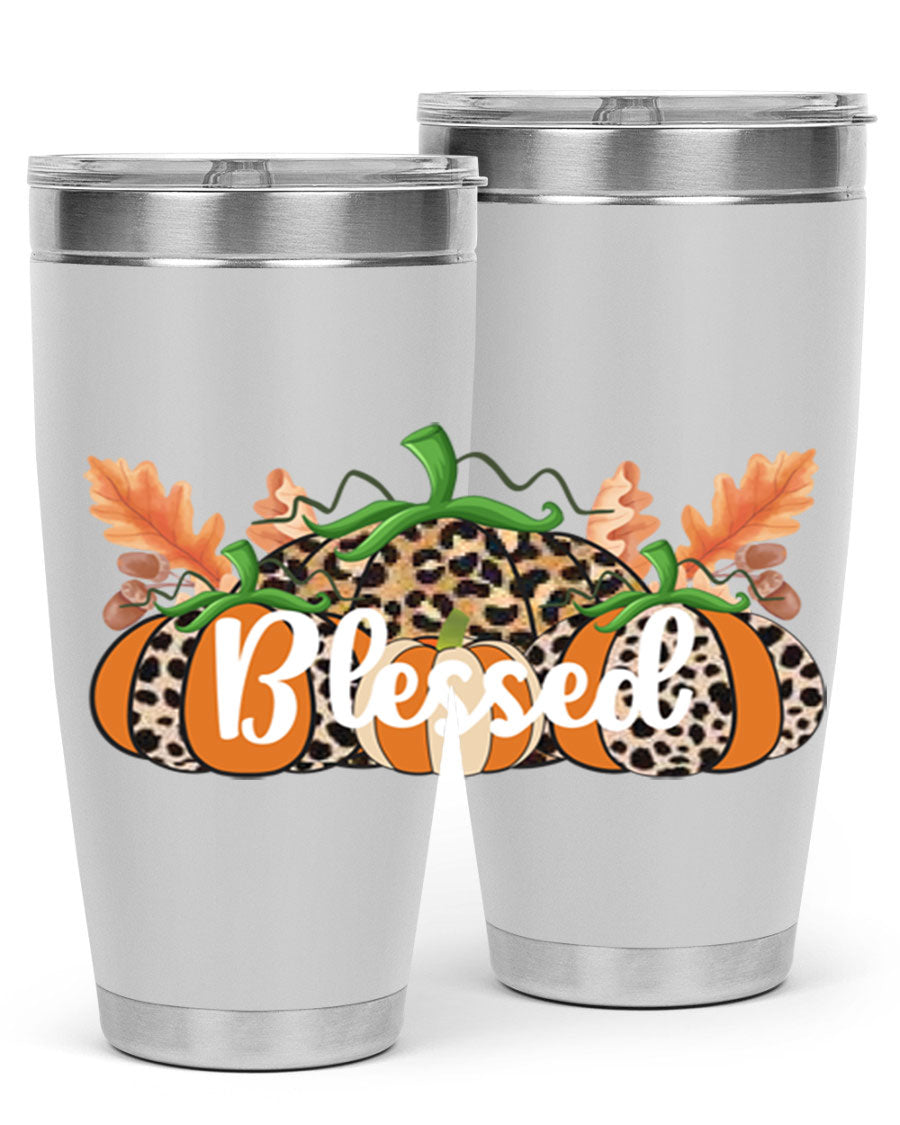 Blessed Fall 51# Tumbler in stainless steel with a stylish design, perfect for hot and cold beverages.