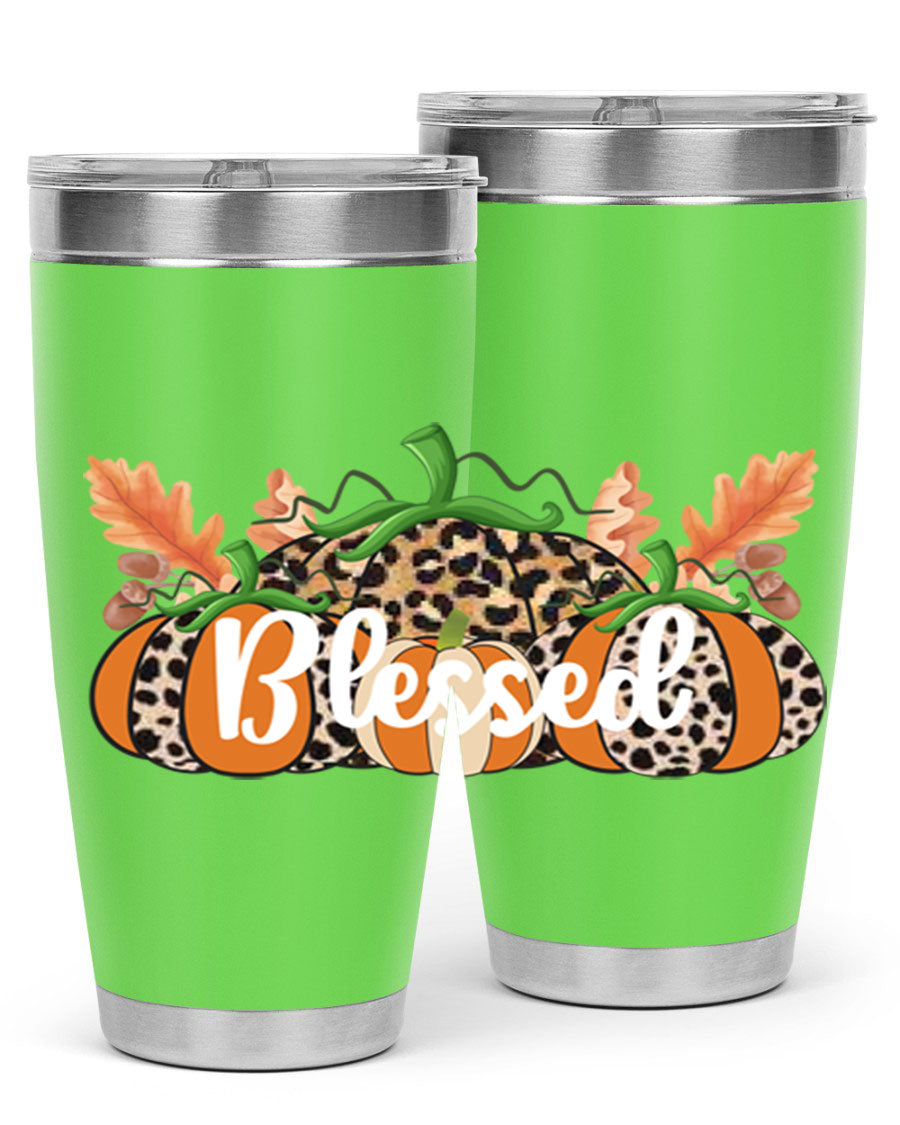 Blessed Fall 51# Tumbler in stainless steel with a stylish design, perfect for hot and cold beverages.