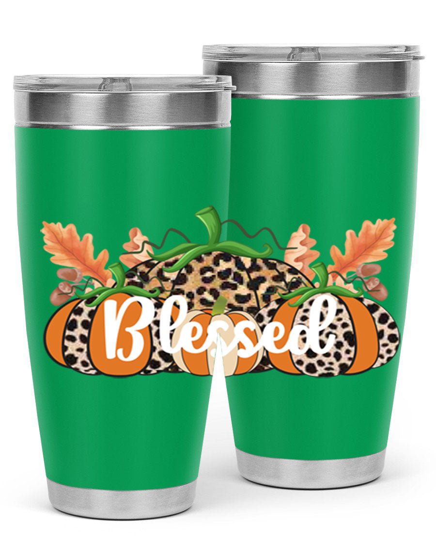 Blessed Fall 51# Tumbler in stainless steel with a stylish design, perfect for hot and cold beverages.