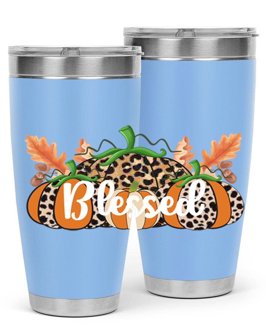 Blessed Fall 51# Tumbler in stainless steel with a stylish design, perfect for hot and cold beverages.