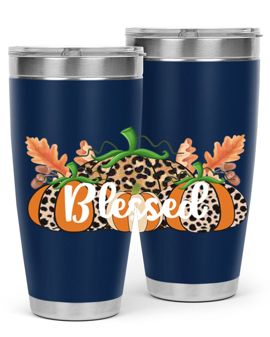 Blessed Fall 51# Tumbler in stainless steel with a stylish design, perfect for hot and cold beverages.