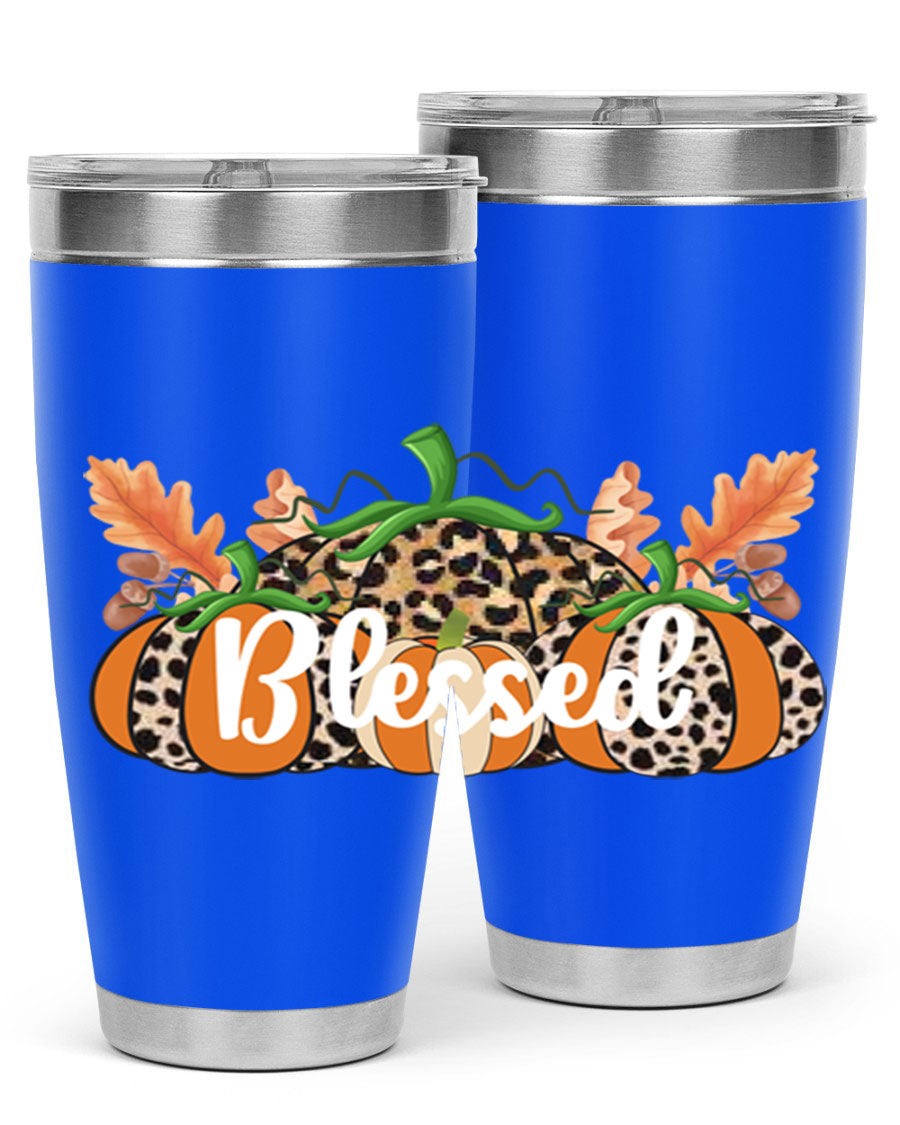 Blessed Fall 51# Tumbler in stainless steel with a stylish design, perfect for hot and cold beverages.