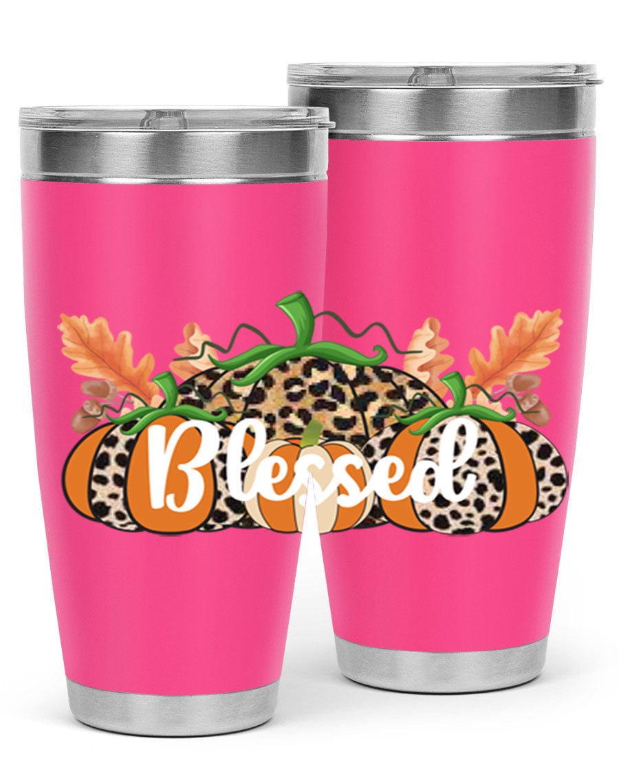 Blessed Fall 51# Tumbler in stainless steel with a stylish design, perfect for hot and cold beverages.