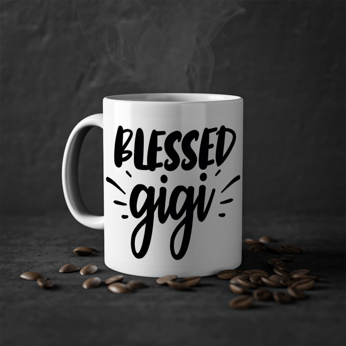 Blessed Gigi 64# Grandma Mug with colorful handle and glossy finish, available in multiple colors and sizes.