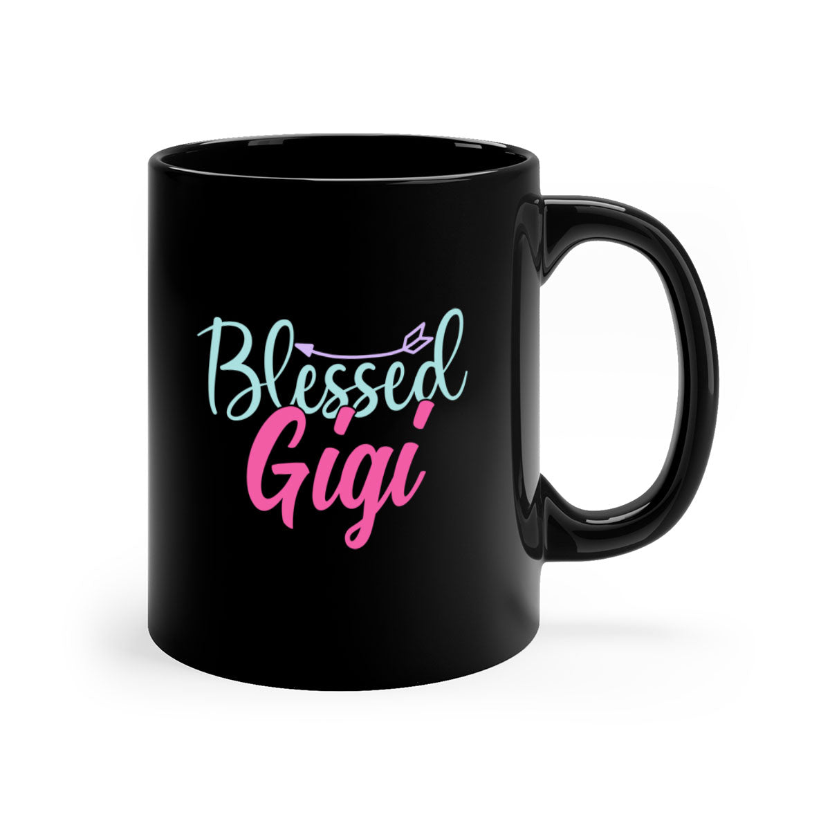 Blessed Gigi 65# Mug featuring a glossy finish, colored handle, and interior, available in five vibrant colors.