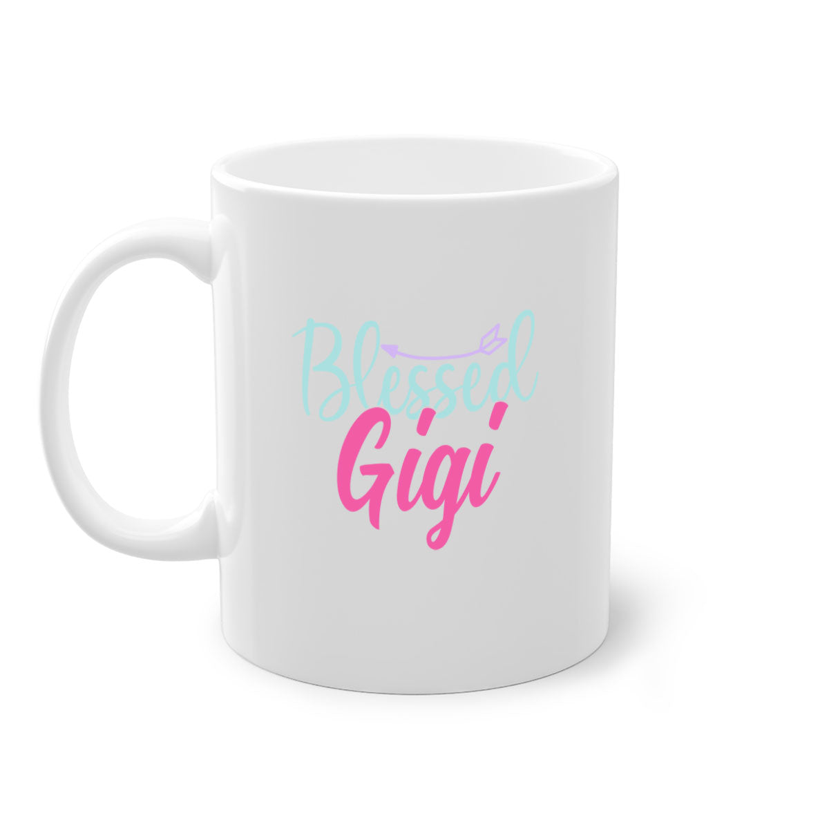 Blessed Gigi 65# Mug featuring a glossy finish, colored handle, and interior, available in five vibrant colors.