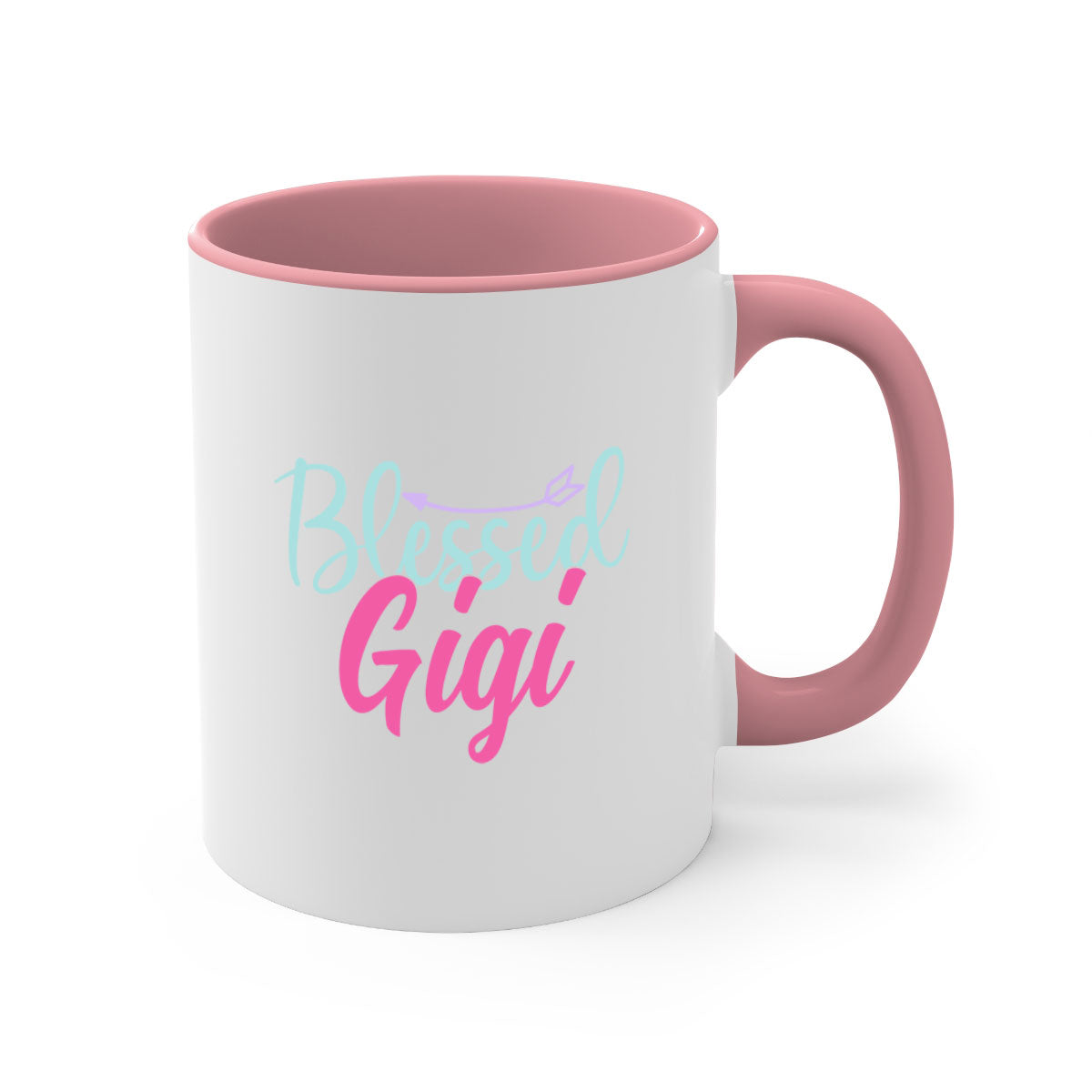 Blessed Gigi 65# Mug featuring a glossy finish, colored handle, and interior, available in five vibrant colors.