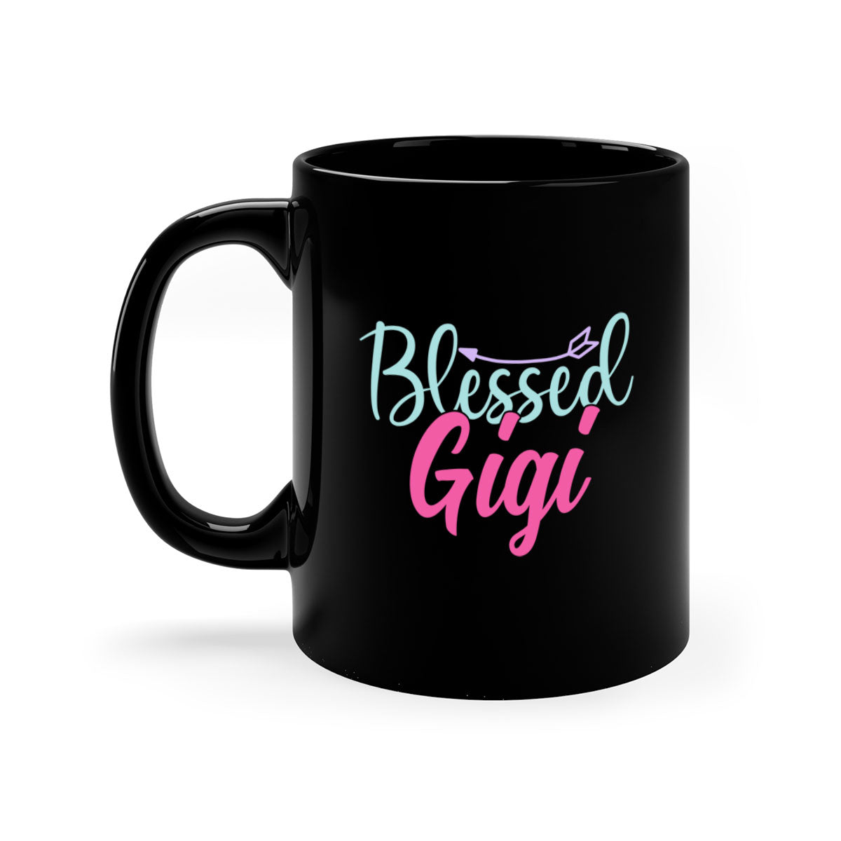 Blessed Gigi 65# Mug featuring a glossy finish, colored handle, and interior, available in five vibrant colors.