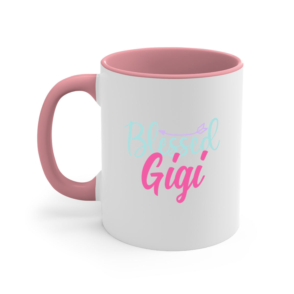 Blessed Gigi 65# Mug featuring a glossy finish, colored handle, and interior, available in five vibrant colors.