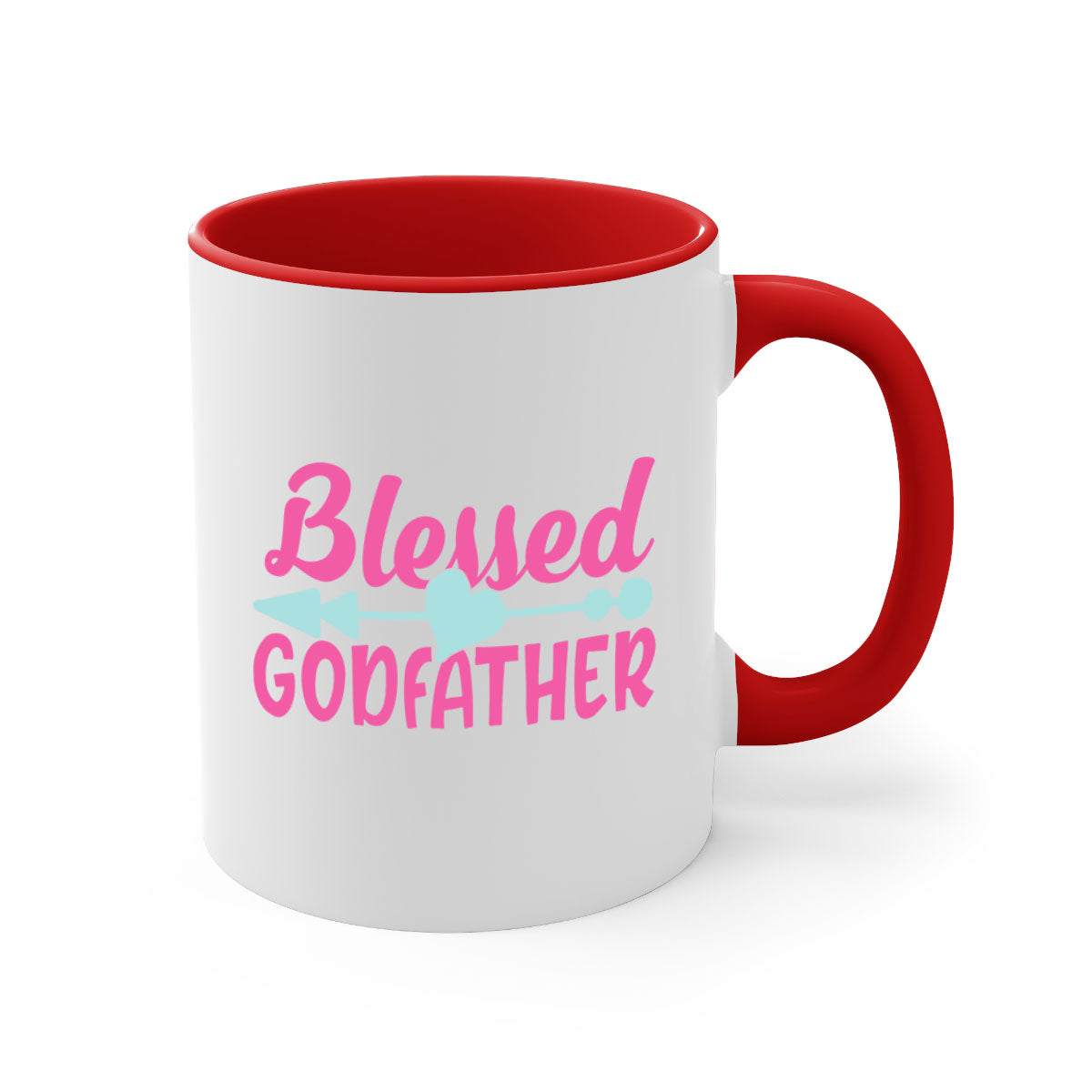 Blessed Godfather Mug with colored handle and glossy finish, available in multiple colors and sizes.