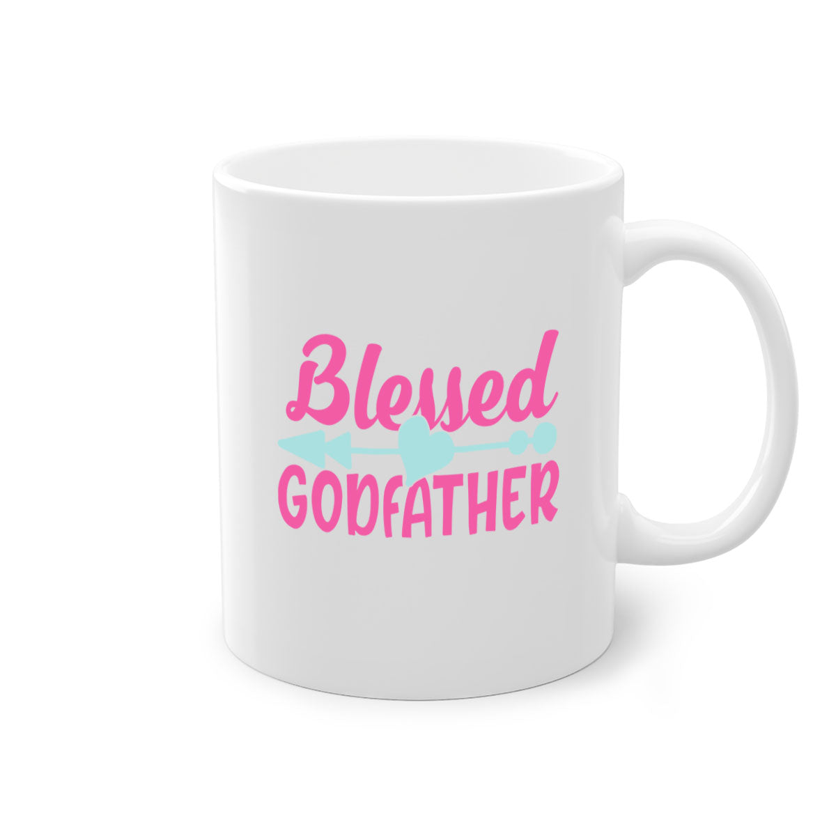 Blessed Godfather Mug with colored handle and glossy finish, available in multiple colors and sizes.