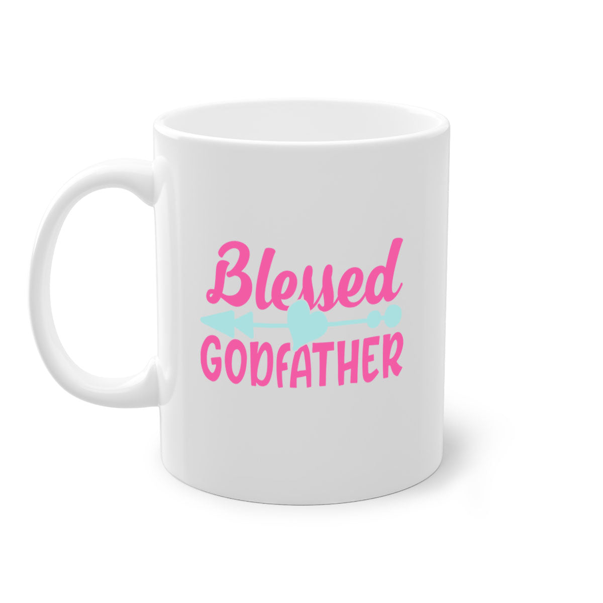 Blessed Godfather Mug with colored handle and glossy finish, available in multiple colors and sizes.