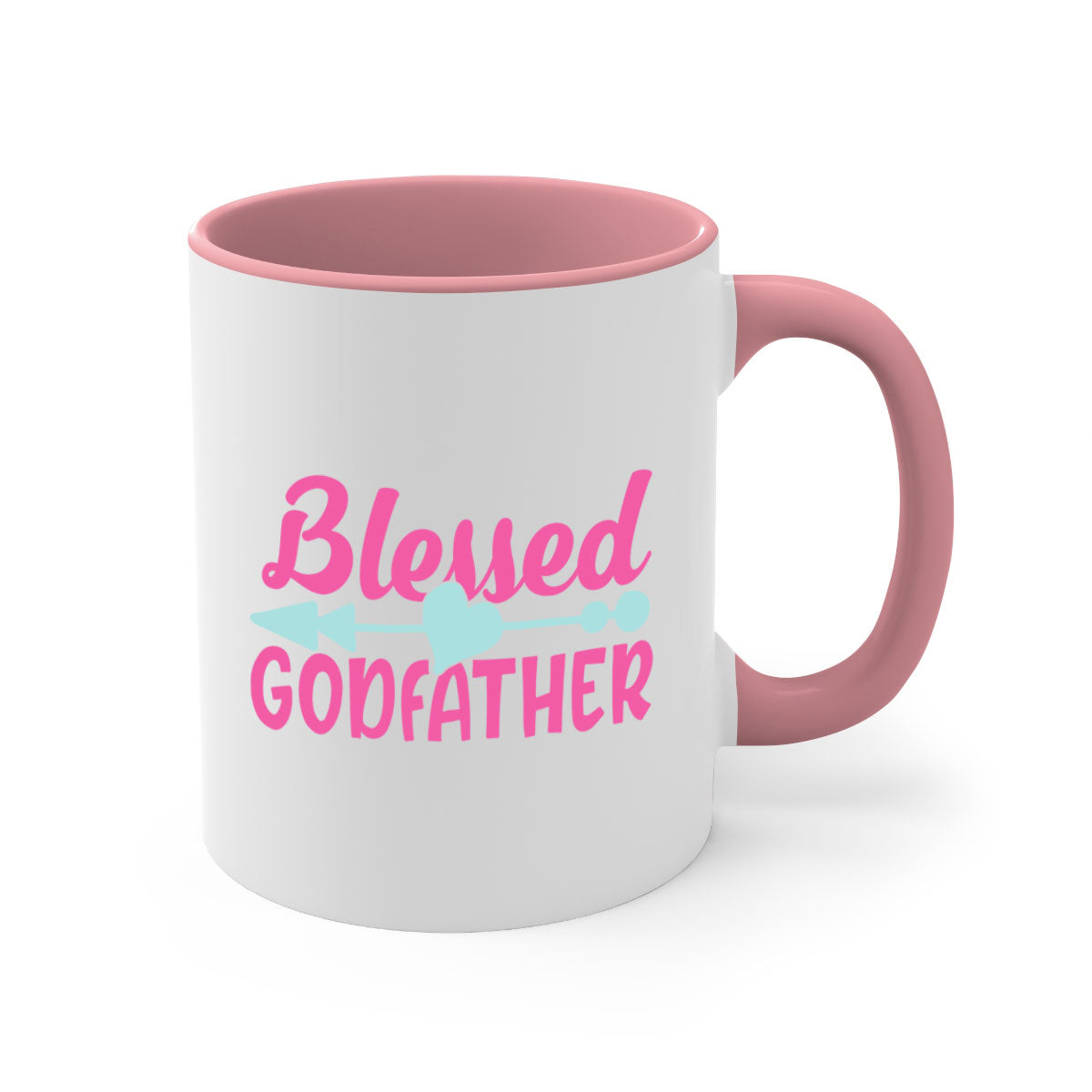 Blessed Godfather Mug with colored handle and glossy finish, available in multiple colors and sizes.