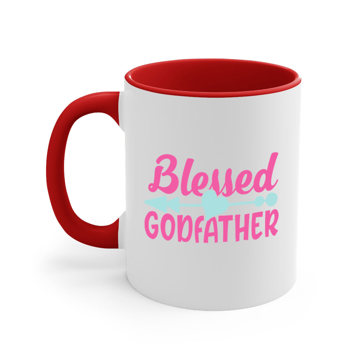 Blessed Godfather Mug with colored handle and glossy finish, available in multiple colors and sizes.