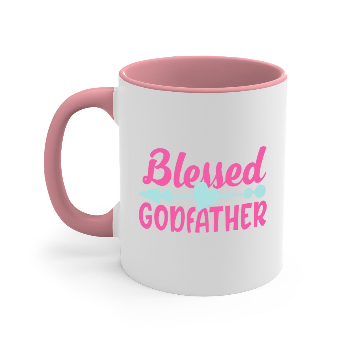 Blessed Godfather Mug with colored handle and glossy finish, available in multiple colors and sizes.