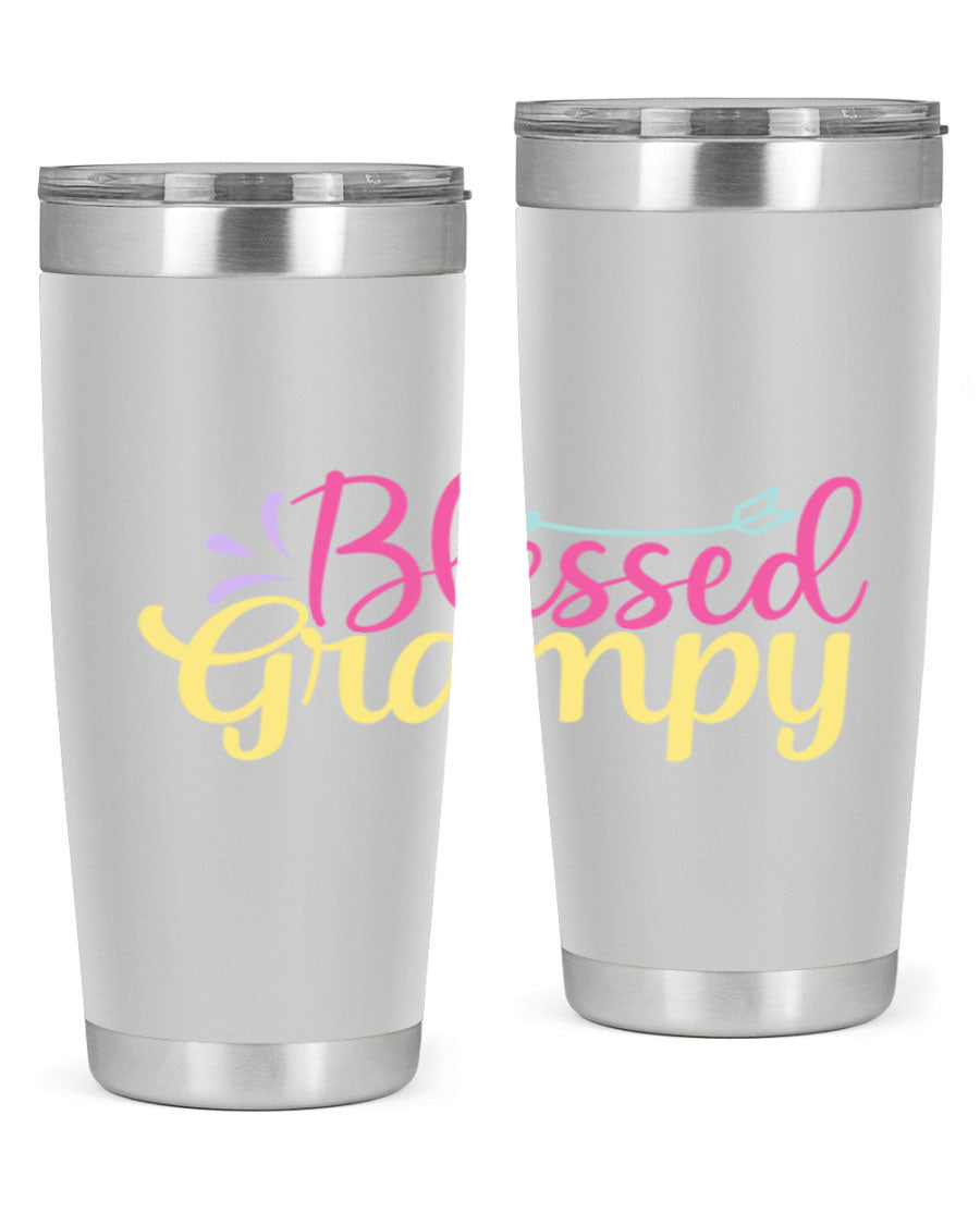 Blessed Grampy 20oz and 30oz tumblers featuring double wall vacuum stainless steel with copper lining, perfect for keeping drinks hot or cold.