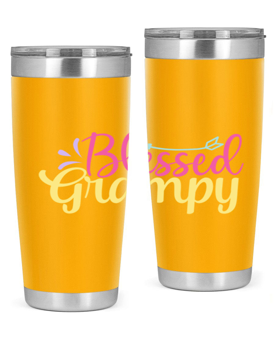 Blessed Grampy 20oz and 30oz tumblers featuring double wall vacuum stainless steel with copper lining, perfect for keeping drinks hot or cold.