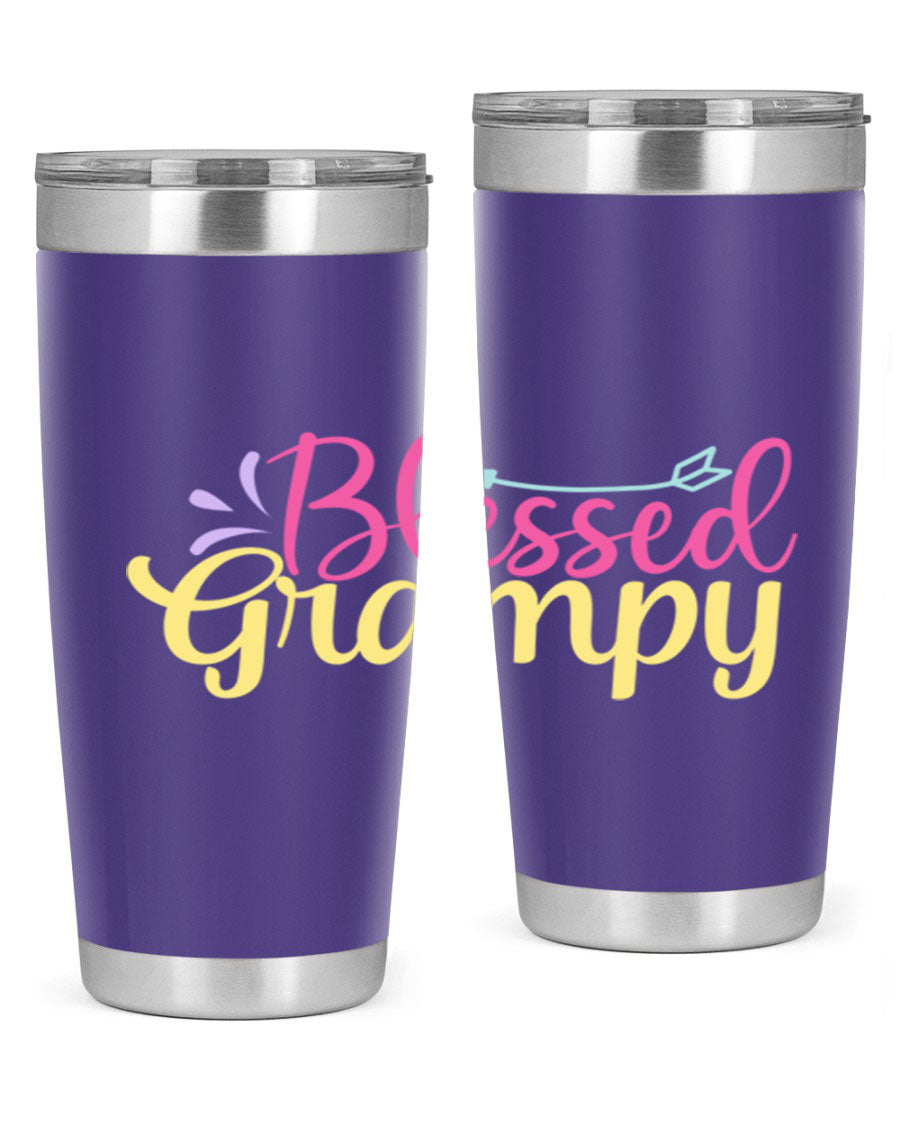 Blessed Grampy 20oz and 30oz tumblers featuring double wall vacuum stainless steel with copper lining, perfect for keeping drinks hot or cold.