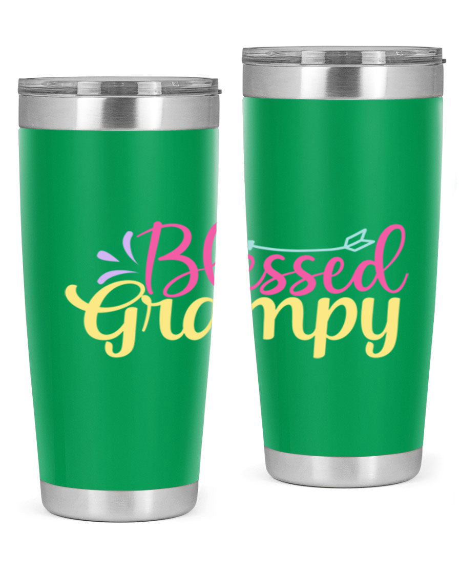 Blessed Grampy 20oz and 30oz tumblers featuring double wall vacuum stainless steel with copper lining, perfect for keeping drinks hot or cold.