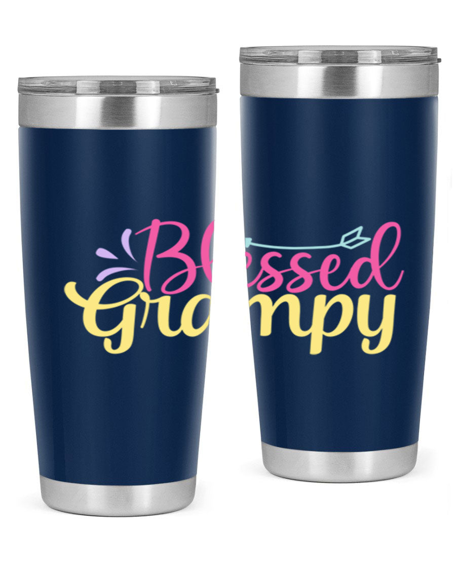 Blessed Grampy 20oz and 30oz tumblers featuring double wall vacuum stainless steel with copper lining, perfect for keeping drinks hot or cold.