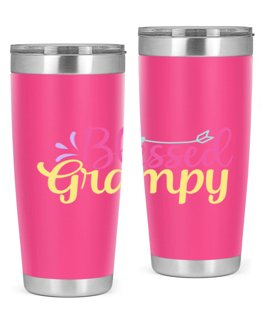 Blessed Grampy 20oz and 30oz tumblers featuring double wall vacuum stainless steel with copper lining, perfect for keeping drinks hot or cold.