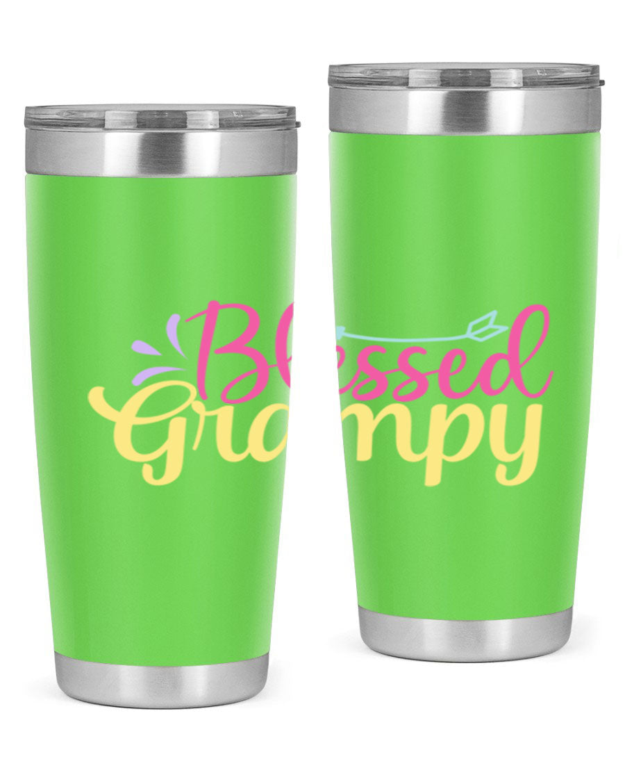 Blessed Grampy 20oz and 30oz tumblers featuring double wall vacuum stainless steel with copper lining, perfect for keeping drinks hot or cold.