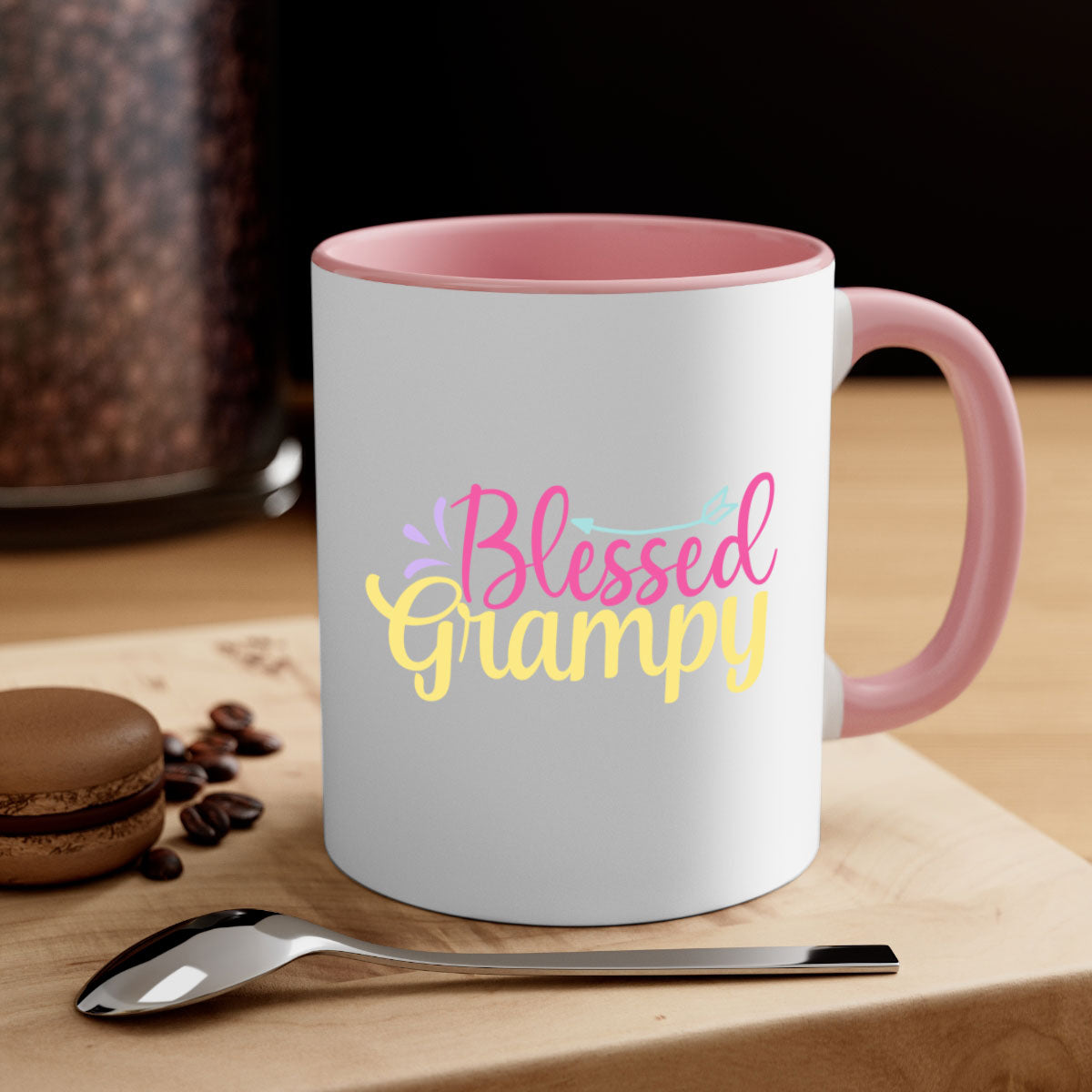 Blessed Grampy 78# Mug featuring a two-tone design with a colored handle and glossy finish, available in multiple colors.