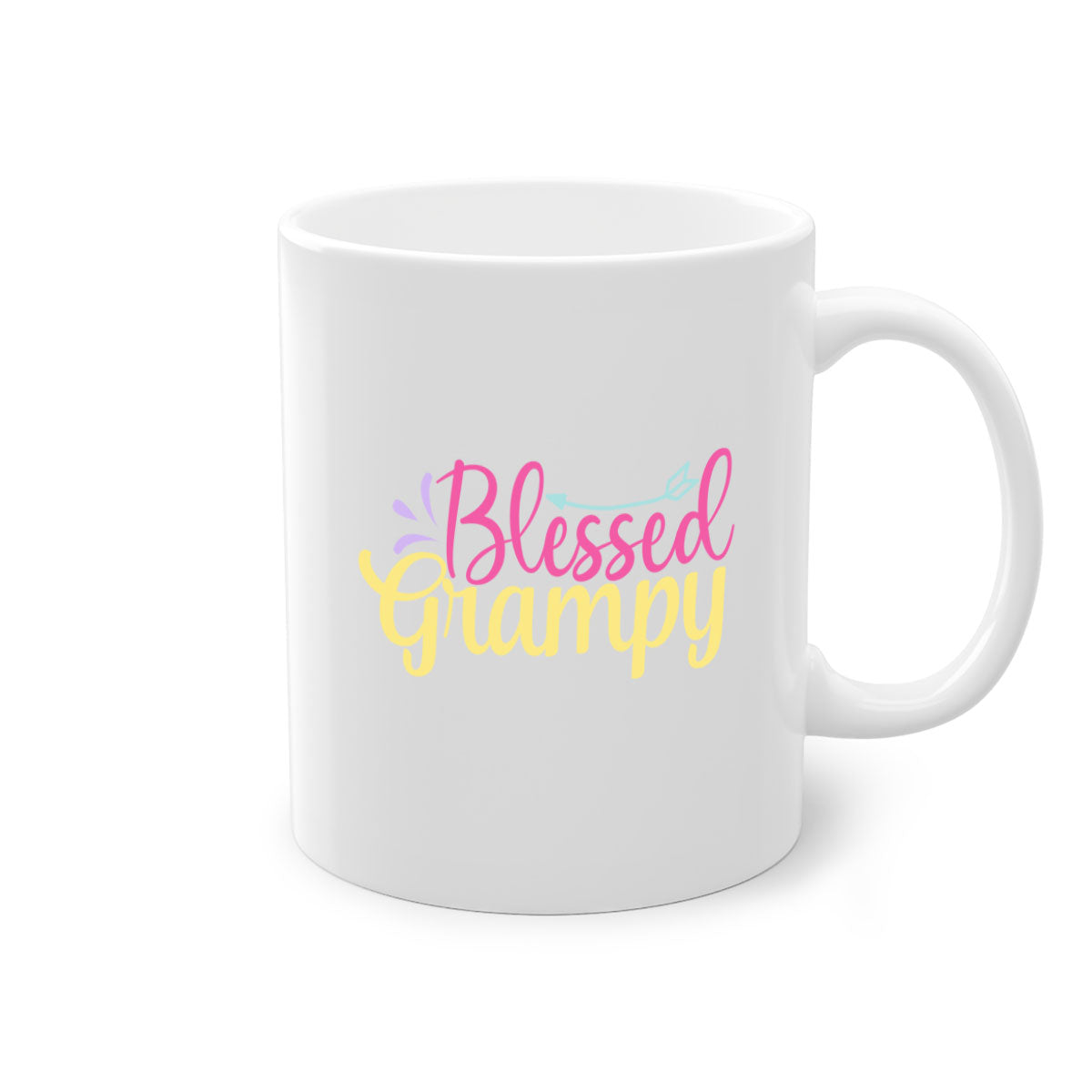 Blessed Grampy 78# Mug featuring a two-tone design with a colored handle and glossy finish, available in multiple colors.