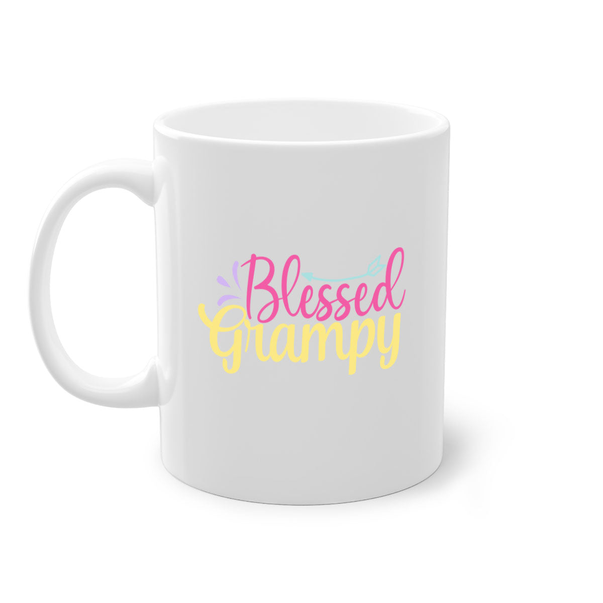 Blessed Grampy 78# Mug featuring a two-tone design with a colored handle and glossy finish, available in multiple colors.