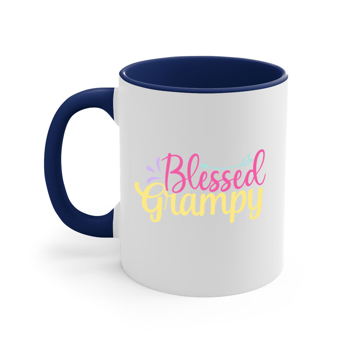 Blessed Grampy 78# Mug featuring a two-tone design with a colored handle and glossy finish, available in multiple colors.