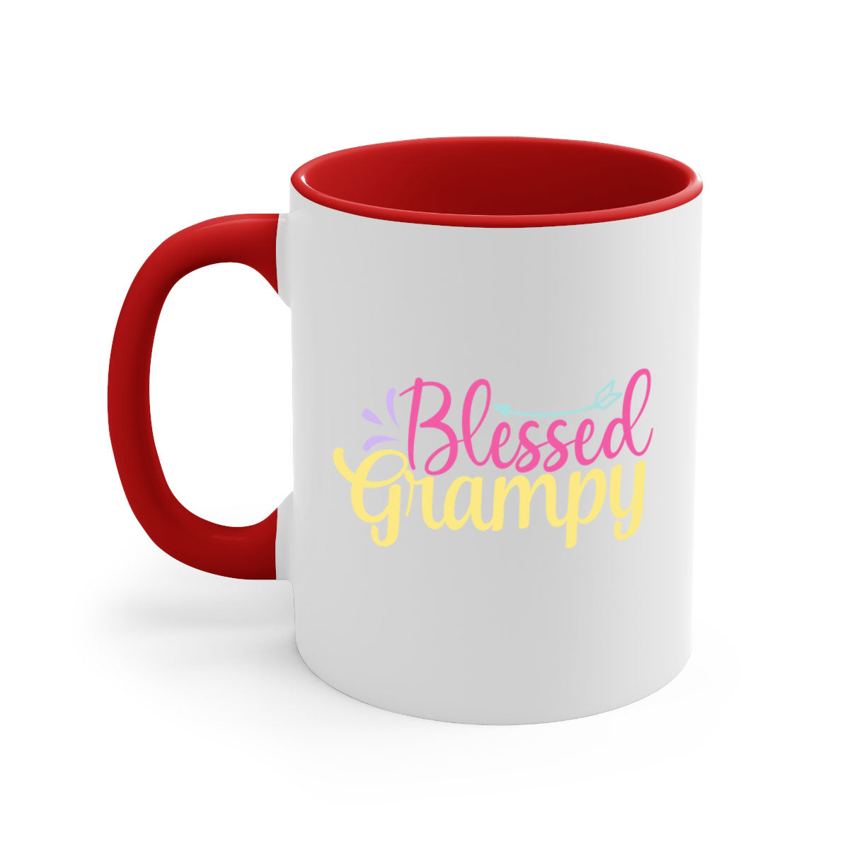 Blessed Grampy 78# Mug featuring a two-tone design with a colored handle and glossy finish, available in multiple colors.