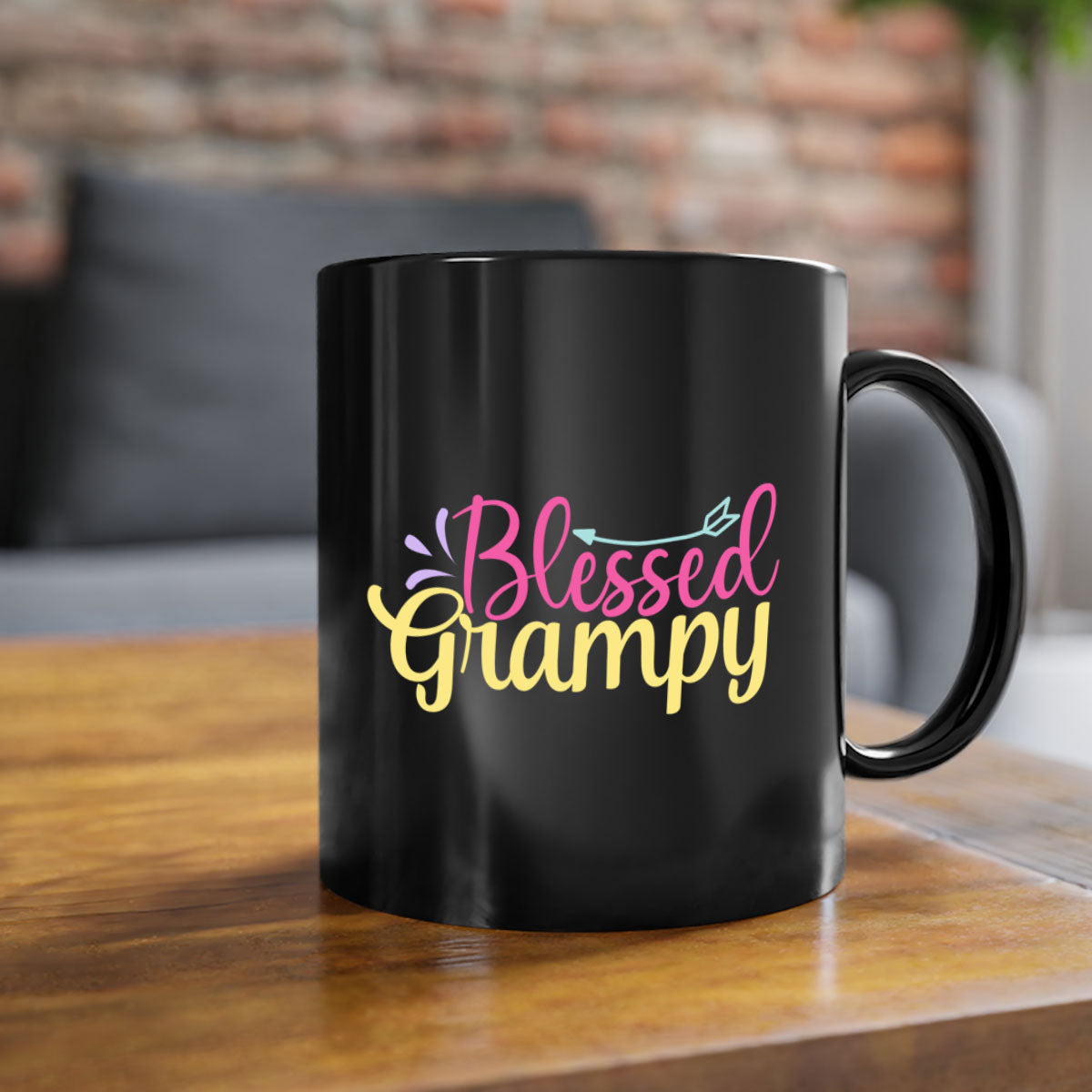 Blessed Grampy 78# Mug featuring a two-tone design with a colored handle and glossy finish, available in multiple colors.