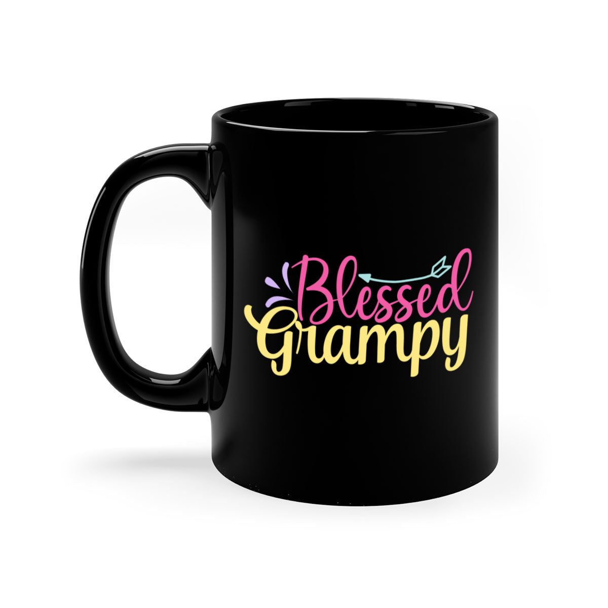 Blessed Grampy 78# Mug featuring a two-tone design with a colored handle and glossy finish, available in multiple colors.