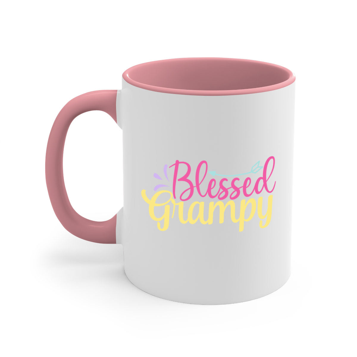 Blessed Grampy 78# Mug featuring a two-tone design with a colored handle and glossy finish, available in multiple colors.