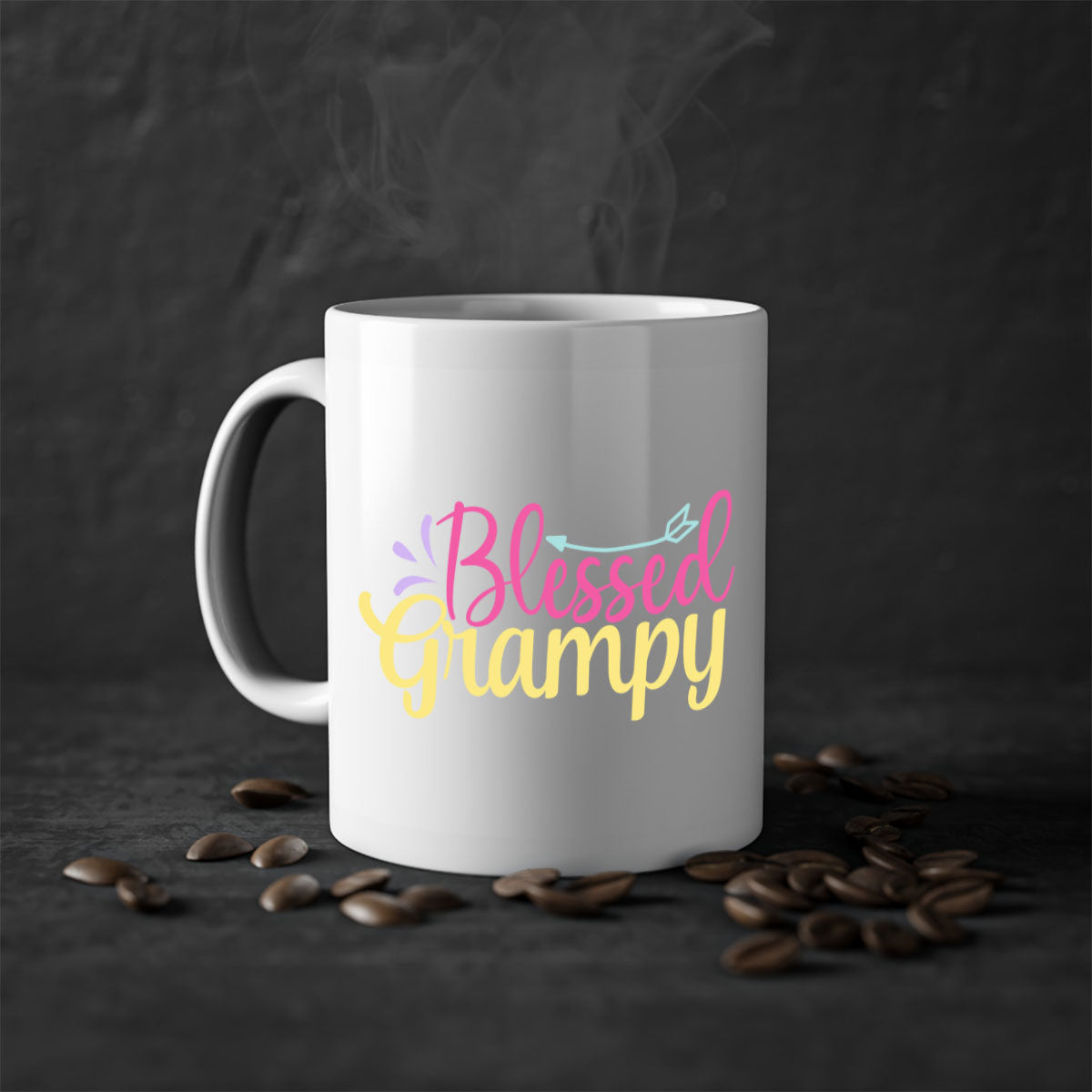 Blessed Grampy 78# Mug featuring a two-tone design with a colored handle and glossy finish, available in multiple colors.