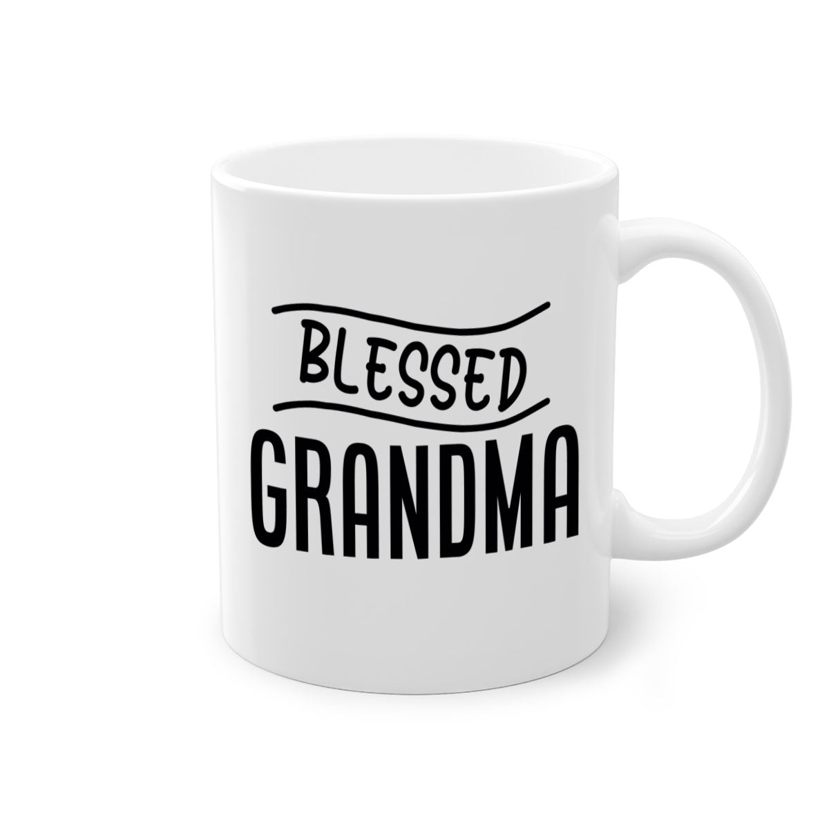 A two-tone Blessed Grandma Mug with a glossy finish, featuring a colored handle and interior, available in multiple colors.