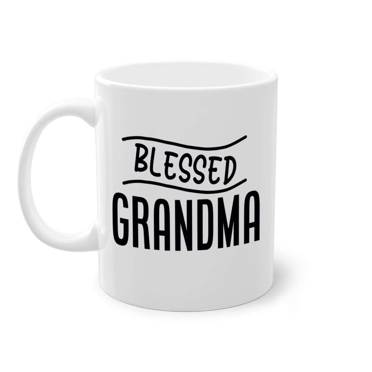 A two-tone Blessed Grandma Mug with a glossy finish, featuring a colored handle and interior, available in multiple colors.