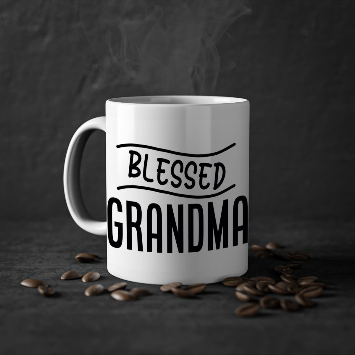 A two-tone Blessed Grandma Mug with a glossy finish, featuring a colored handle and interior, available in multiple colors.