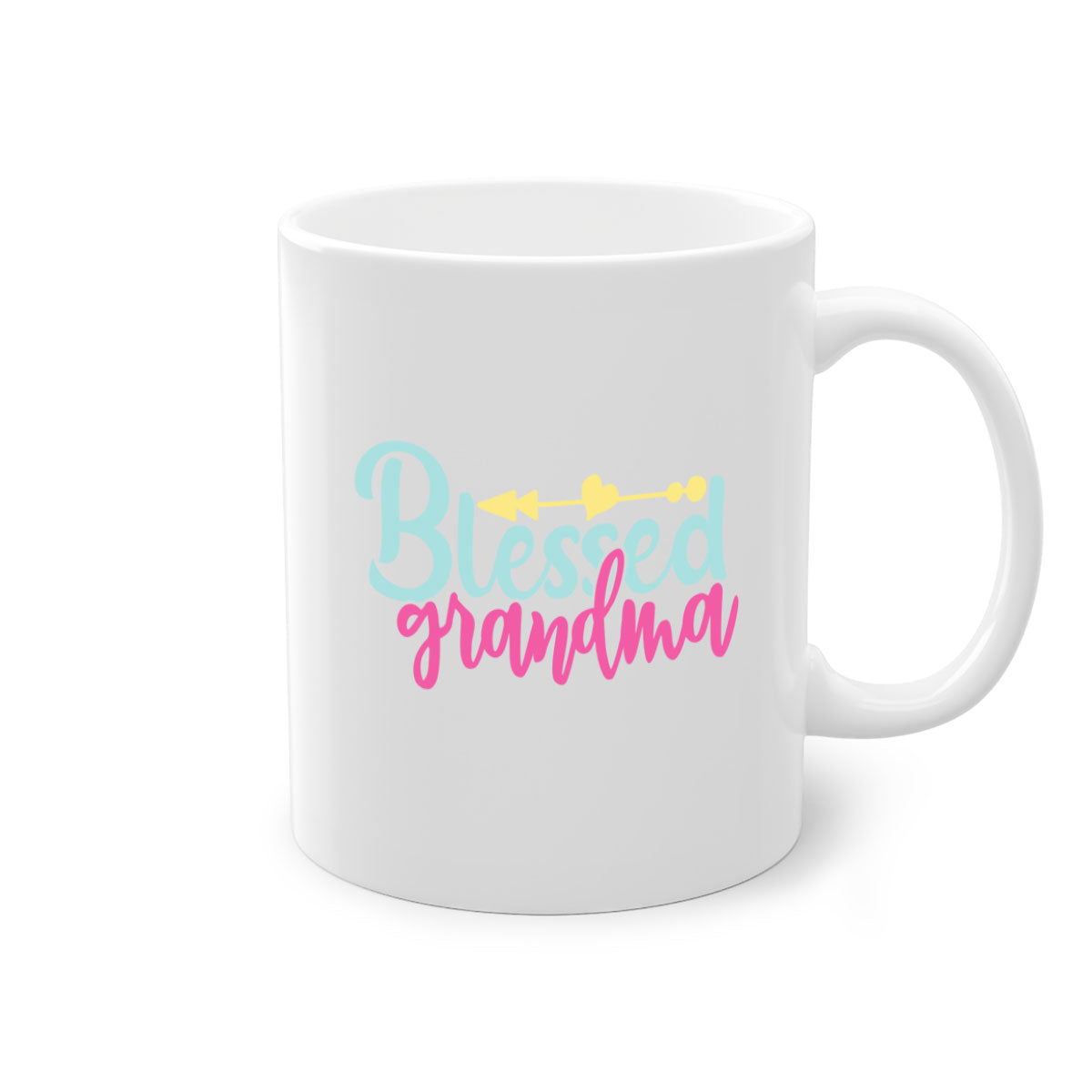 A two-tone Blessed Grandma Mug with a colored handle and interior, showcasing its glossy finish and stylish design.