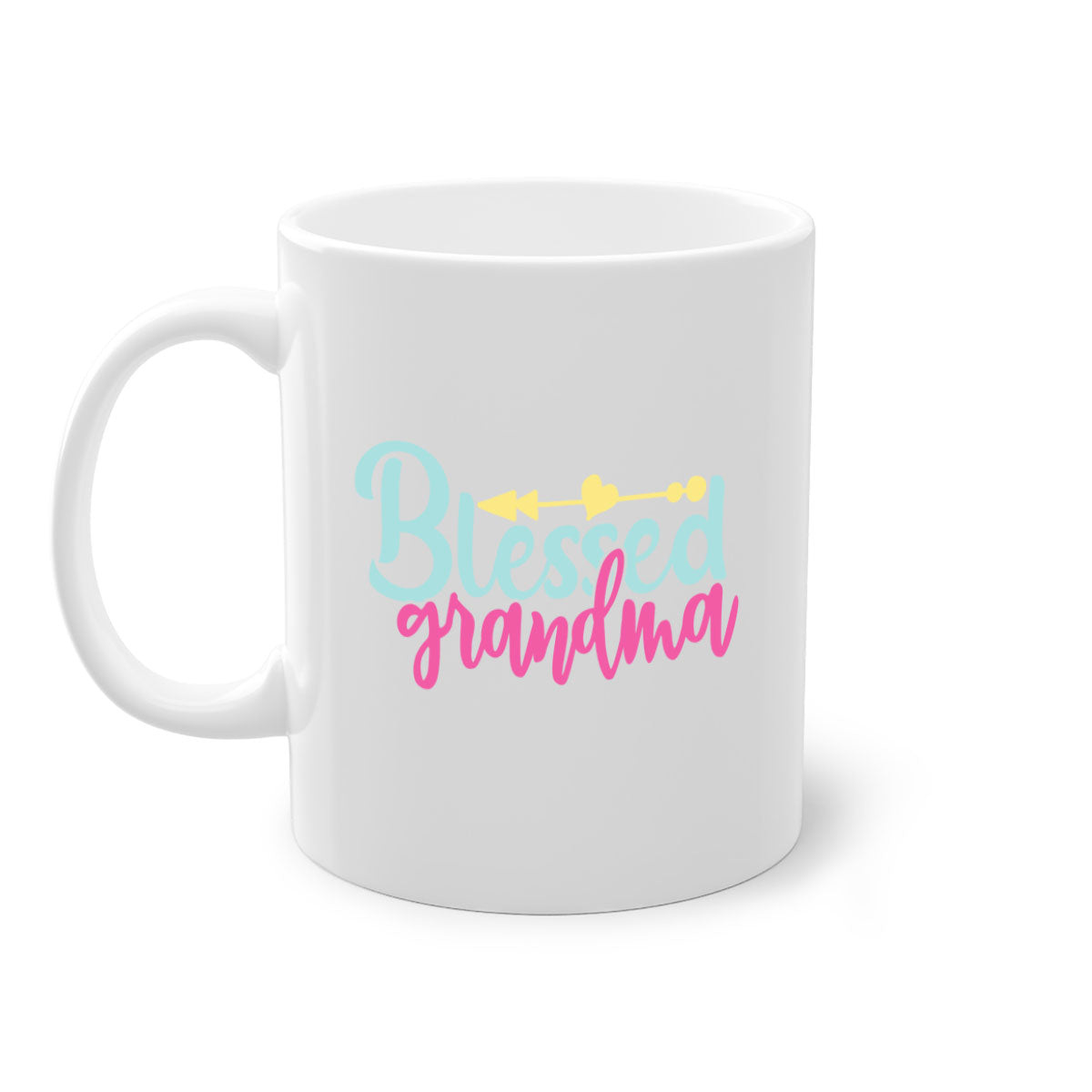 A two-tone Blessed Grandma Mug with a colored handle and interior, showcasing its glossy finish and stylish design.