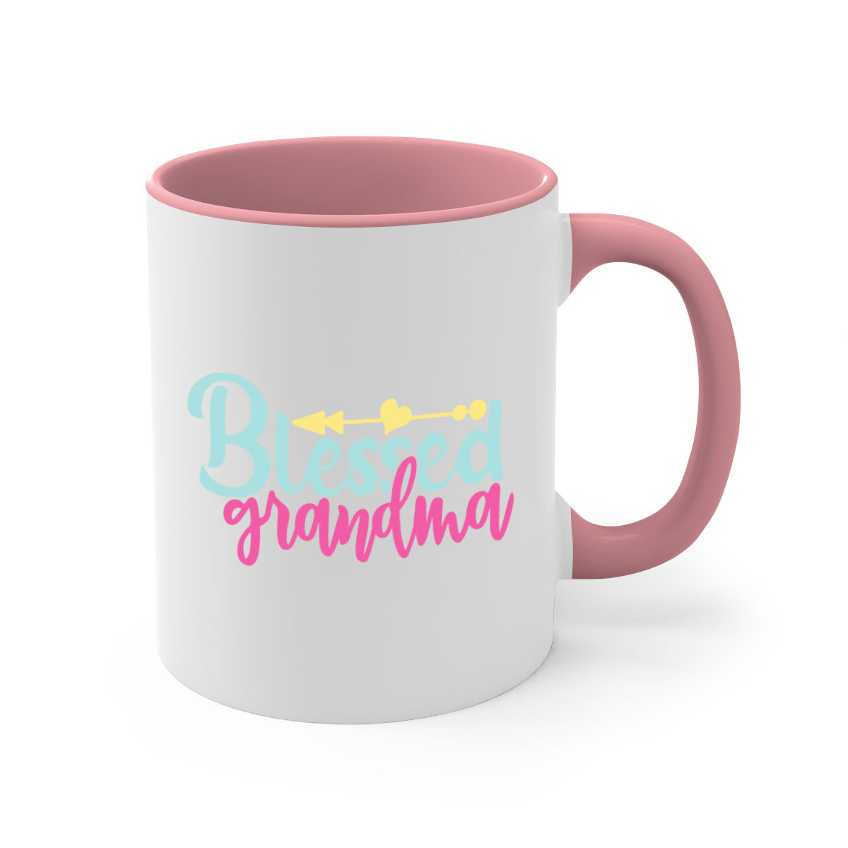 A two-tone Blessed Grandma Mug with a colored handle and interior, showcasing its glossy finish and stylish design.