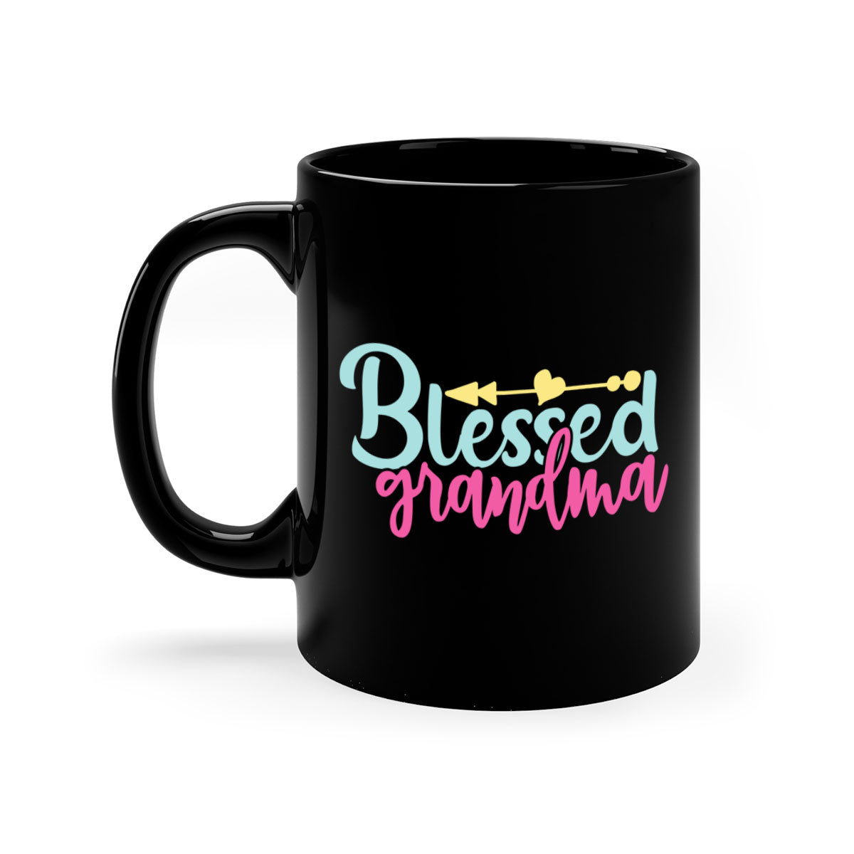 A two-tone Blessed Grandma Mug with a colored handle and interior, showcasing its glossy finish and stylish design.