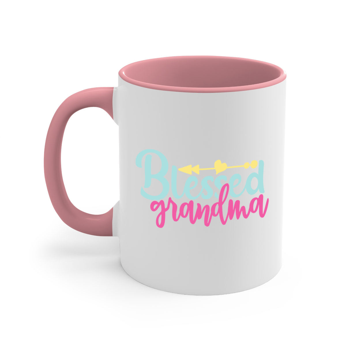 A two-tone Blessed Grandma Mug with a colored handle and interior, showcasing its glossy finish and stylish design.