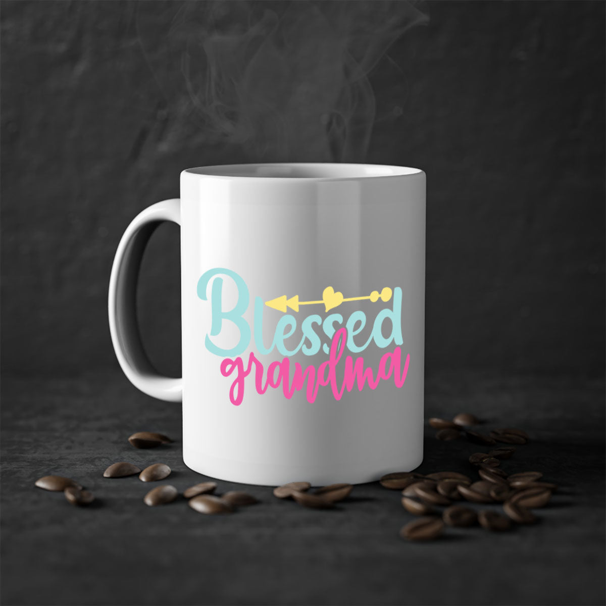 A two-tone Blessed Grandma Mug with a colored handle and interior, showcasing its glossy finish and stylish design.