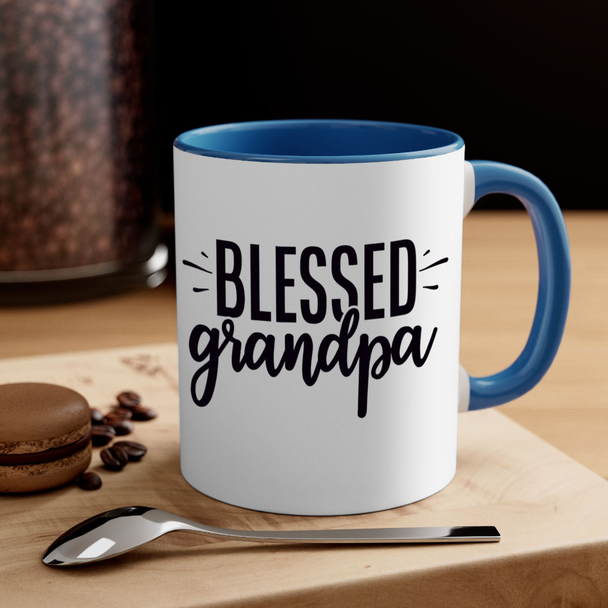 A stylish two-tone Blessed Grandpa Mug with a glossy finish, featuring a colored handle and interior, perfect for coffee or tea.